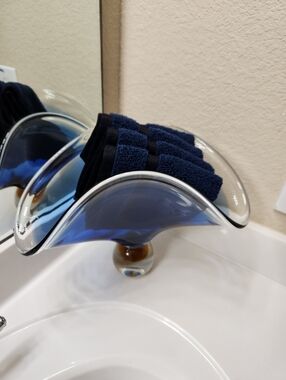 Vintage Murano Blue Sommerso Ruffle Bowl